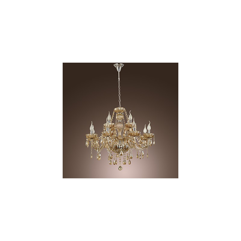 Luster Crystal Luxury Modern 2 Tiers Living 12 Lights