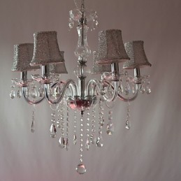 Moderný luxusný 6 svetielkový luster v krištáľovej dekorácii