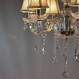 Moderný luxusný 6 svetielkový luster v krištáľovej dekorácii