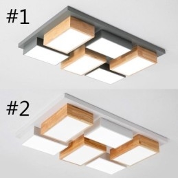 Moderné akrylové stropné svietidlo s geometrickým tvarom dreva