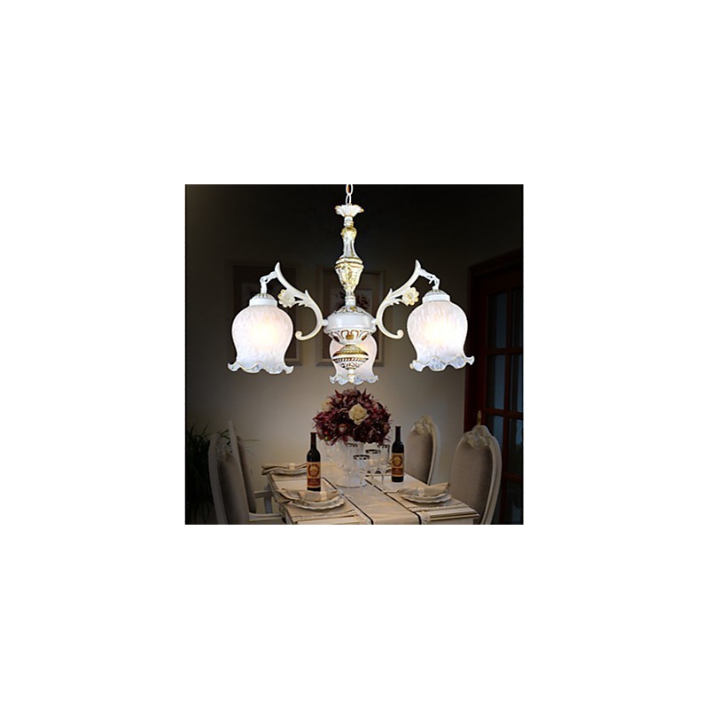 Luster Three Lights White European Retro Classic