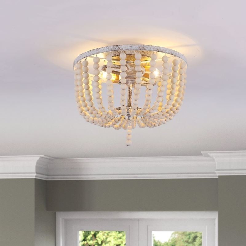 Farmhouse Wood Beaded zapustené Celling Light 3 svietidlo
