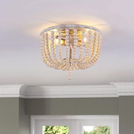 Farmhouse Wood Beaded zapustené Celling Light 3 svietidlo Farmhouse Wood Beaded zapustené Celling Light 3 svietidlo