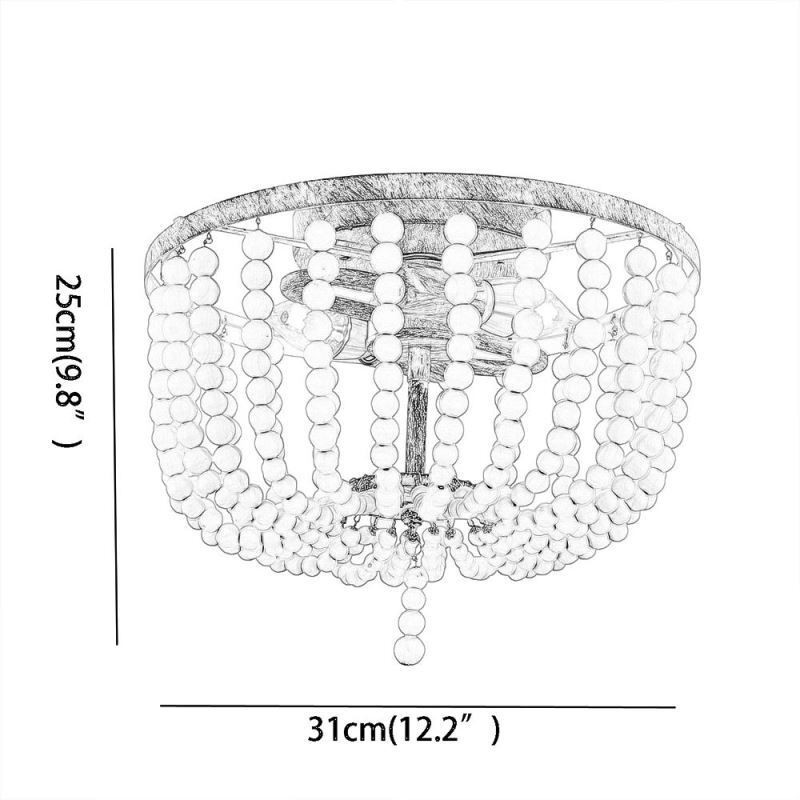 Farmhouse Wood Beaded zapustené Celling Light 3 svietidlo
