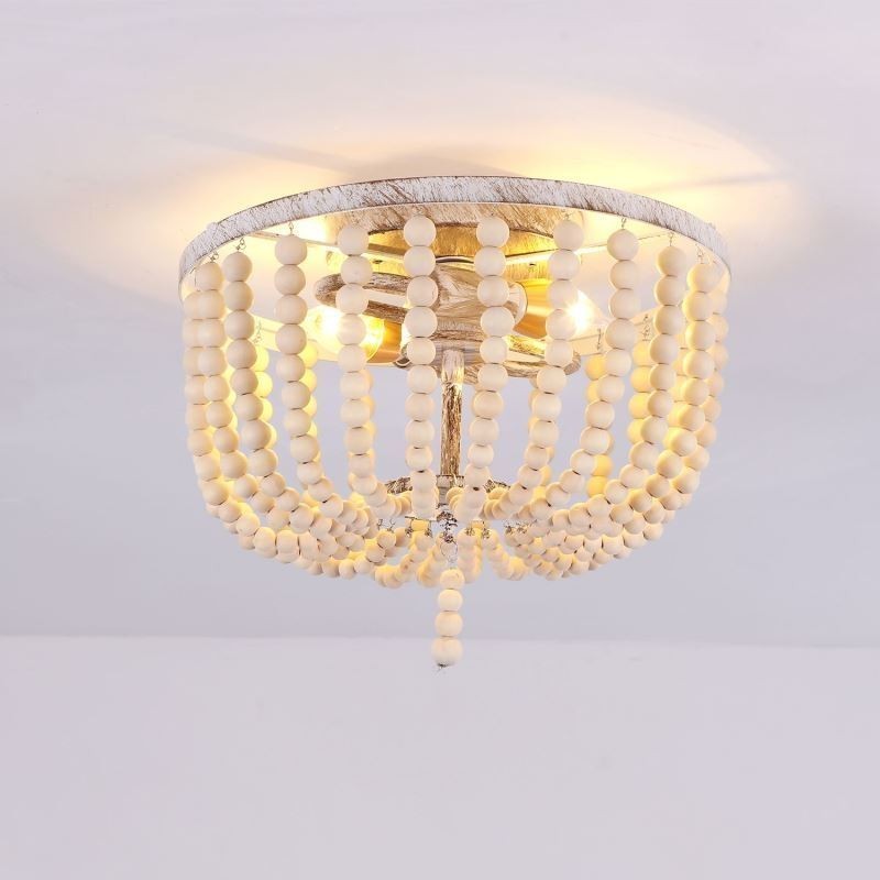 Farmhouse Wood Beaded zapustené Celling Light 3 svietidlo