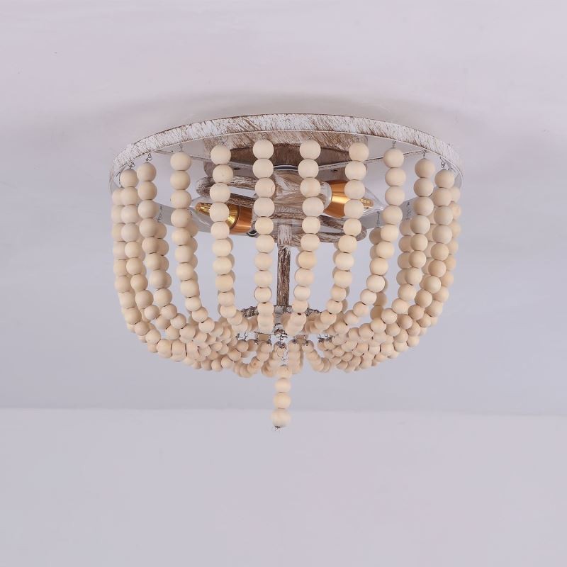 Farmhouse Wood Beaded zapustené Celling Light 3 svietidlo