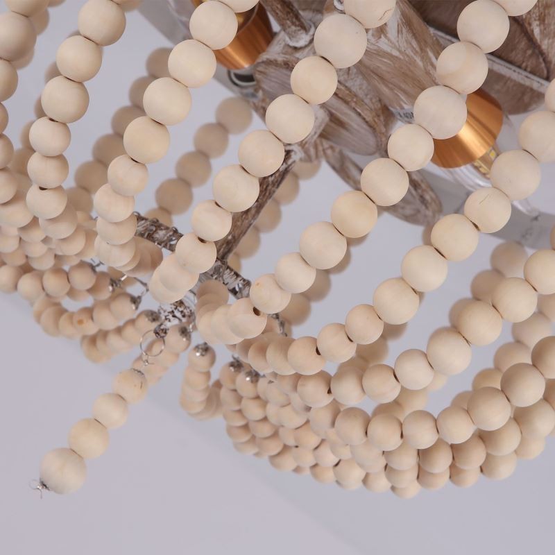 Farmhouse Wood Beaded zapustené Celling Light 3 svietidlo