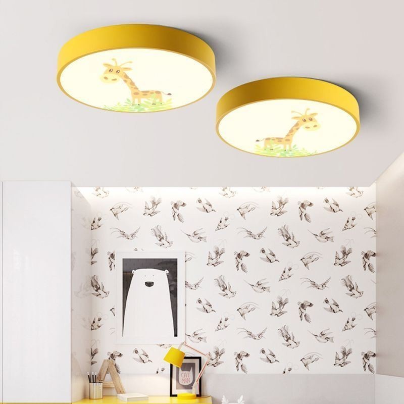 Kreslená stropná lampa so zvieracím detským stropom