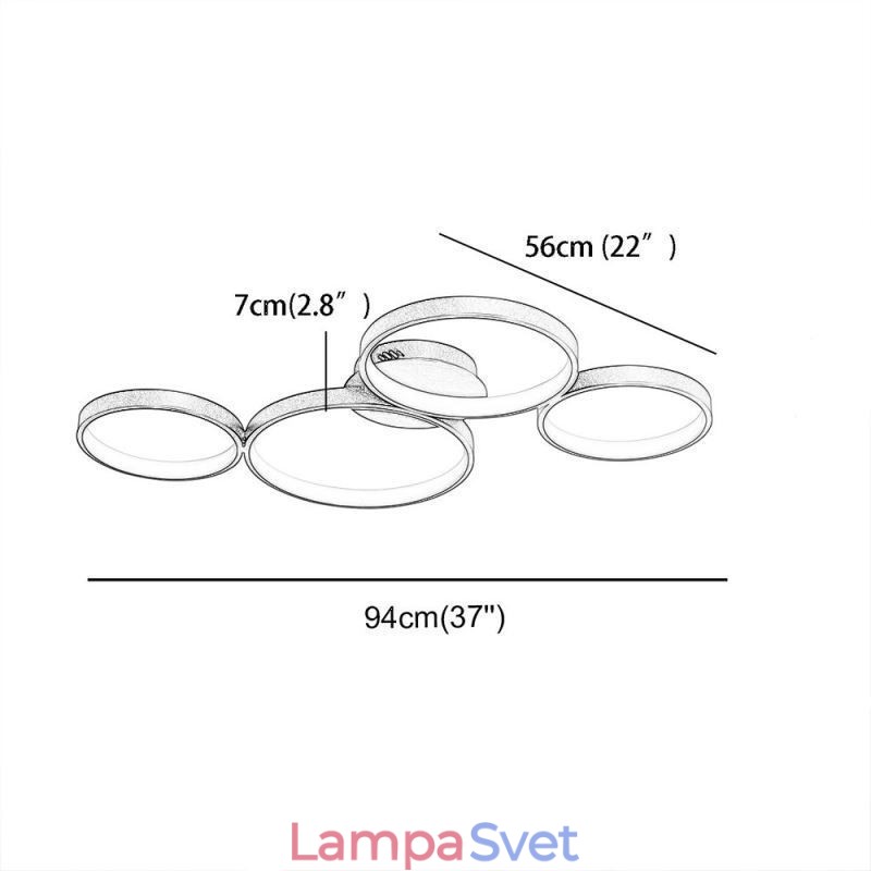 Stropné svietidlo 7200LM 4 kruhové svietidlo