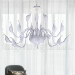 18 svetiel Stainless Post Modern Swan Luster Light G4 White Dokončené
