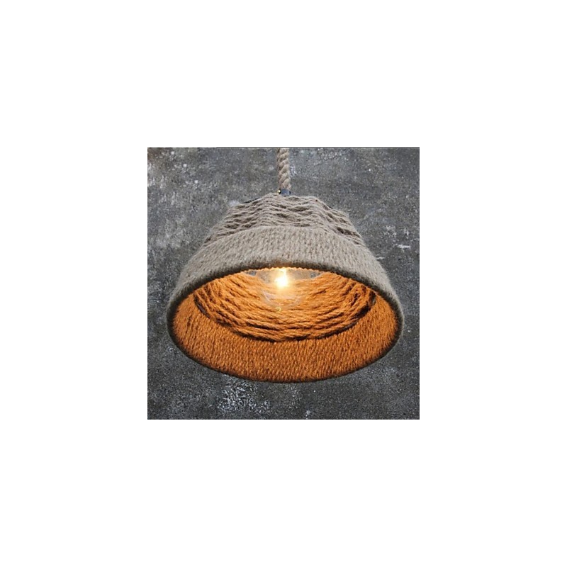 Retro ručne vyrábaná krajská lusterová lampa z konopného lana v industriálnom vidieckom štýle