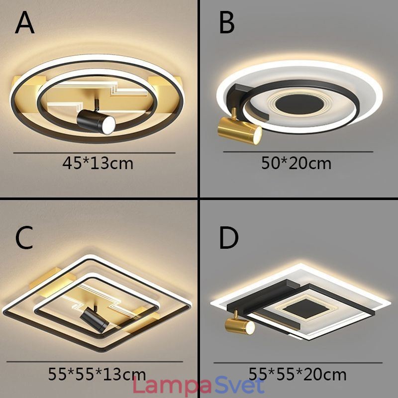Geometrické zapustené akrylátové stropné svietidlo