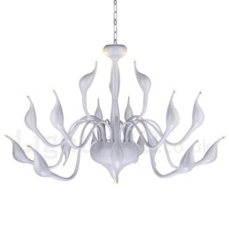 18 svetiel Stainless Post Modern Swan Luster Light G4 White Dokončené