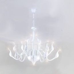 18 svetiel Stainless Post Modern Swan Luster Light G4 White Dokončené