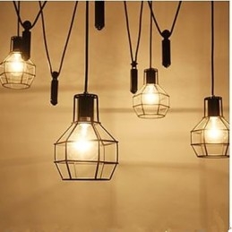 Jedáleň Luster na sedenie Americké vidiecke lampy a lucerny Zdvihnite drobné klietky Droplight