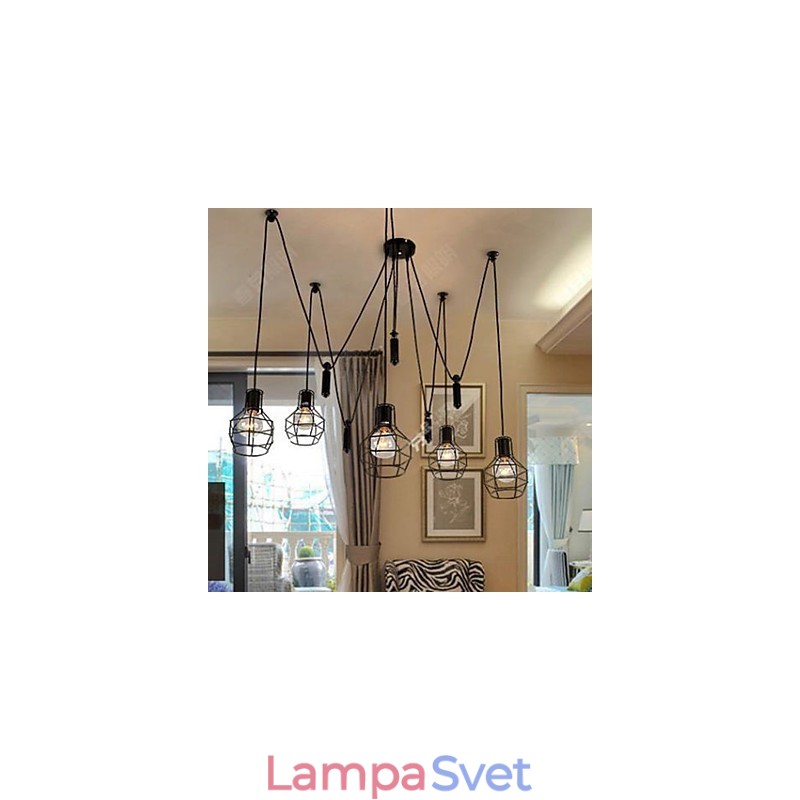 Jedáleň Luster na sedenie Americké vidiecke lampy a lucerny Zdvihnite drobné klietky Droplight