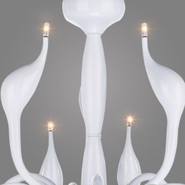 18 svetiel Stainless Post Modern Swan Luster Light G4 White Dokončené