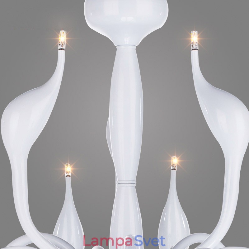18 svetiel Stainless Post Modern Swan Luster Light G4 White Dokončené