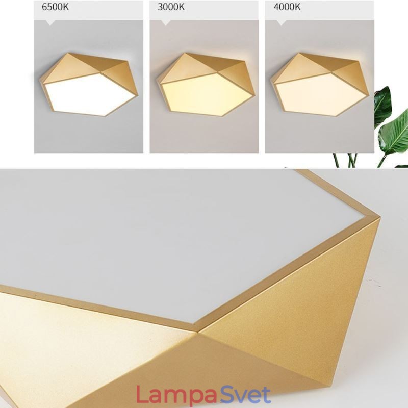 Zlaté geometrické zapustené akrylátové stropné svietidlo