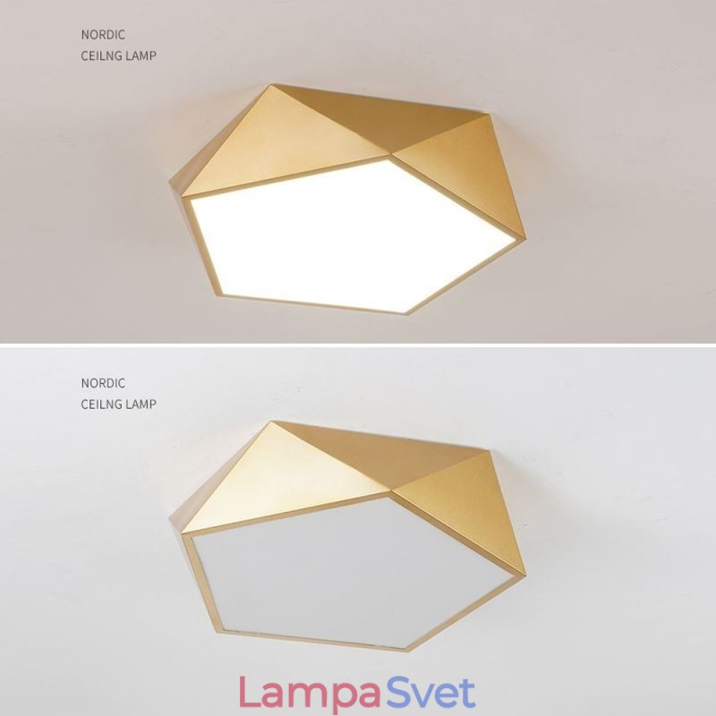Zlaté geometrické zapustené akrylátové stropné svietidlo
