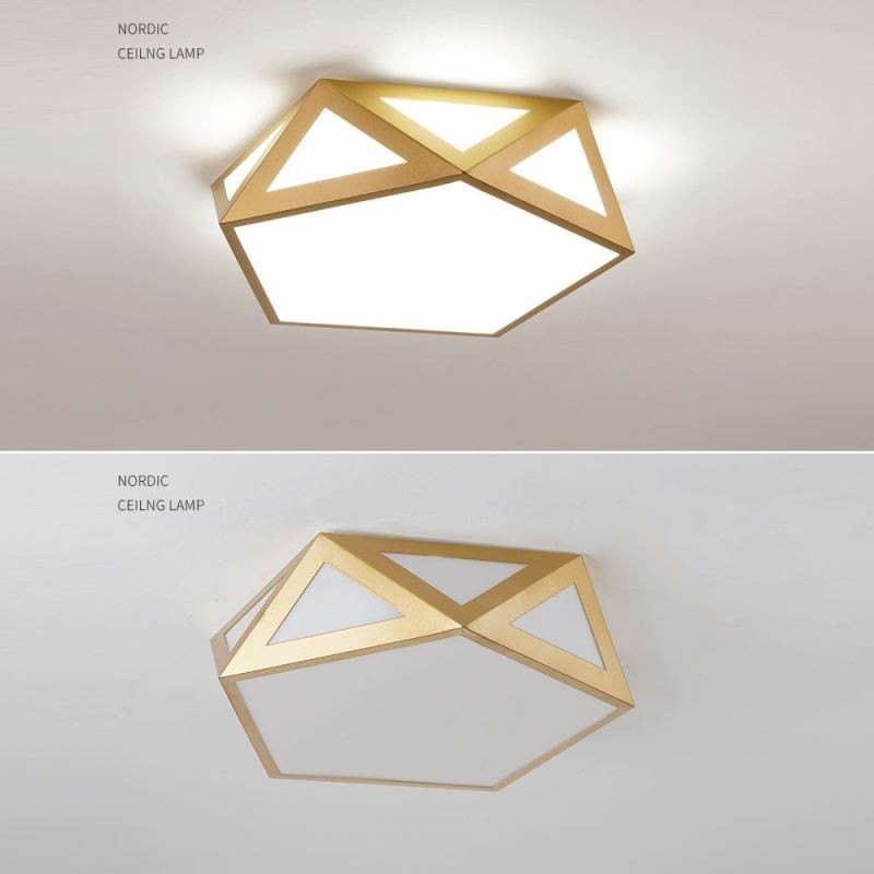Zlaté geometrické zapustené akrylátové stropné svietidlo