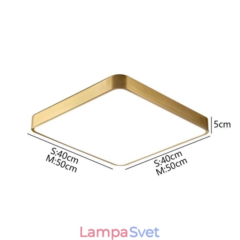 Zapustené minimalistické akrylové štvorcové zlaté stropné svietidlo