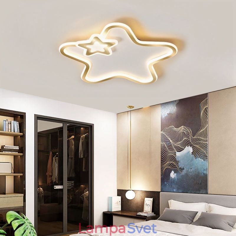 Creative Star Flush Mount Golden Star stropné svietidlo