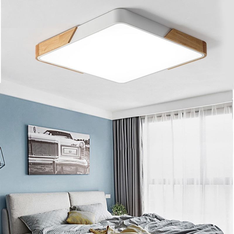 Jednoduché zapustené stropné svietidlo s dreveným rámom Super tenký dizajn lampy Ding Light