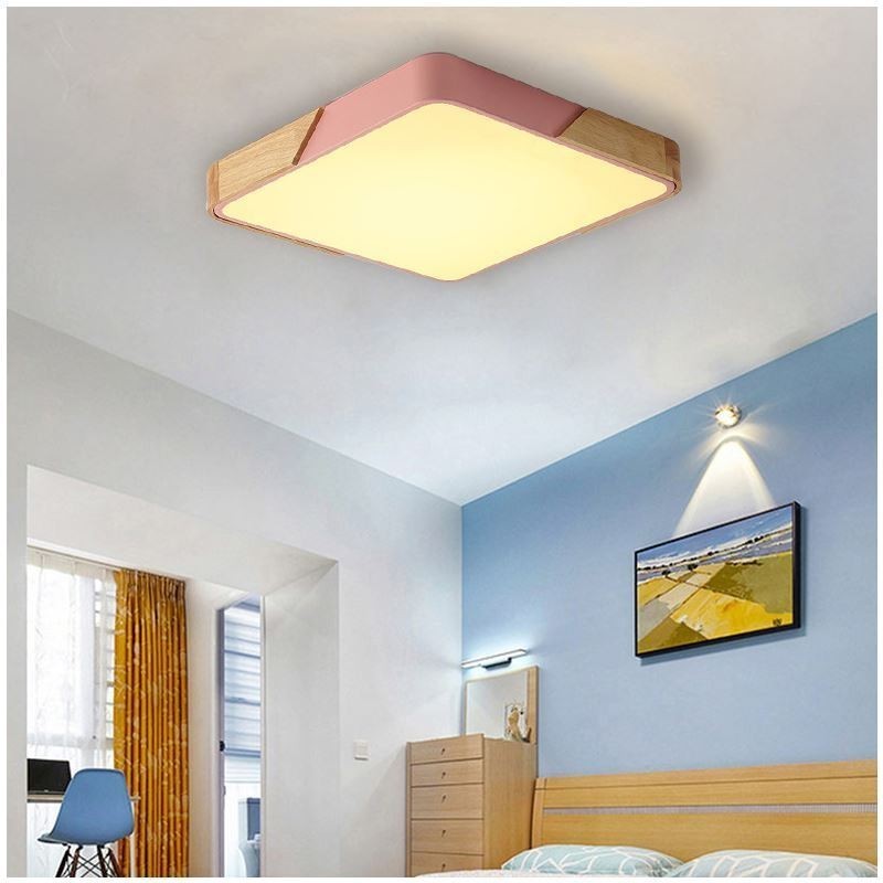 Jednoduché zapustené stropné svietidlo s dreveným rámom Super tenký dizajn lampy Ding Light