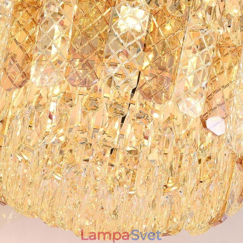 Luxusné dekoratívne stropné svietidlo s krištáľovým zapusteným okrúhlym galvanickým povrchom Phoenix Tail Gold