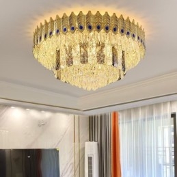 Luxusné dekoratívne stropné svietidlo s krištáľovým zapusteným okrúhlym galvanickým povrchom Phoenix Tail Gold