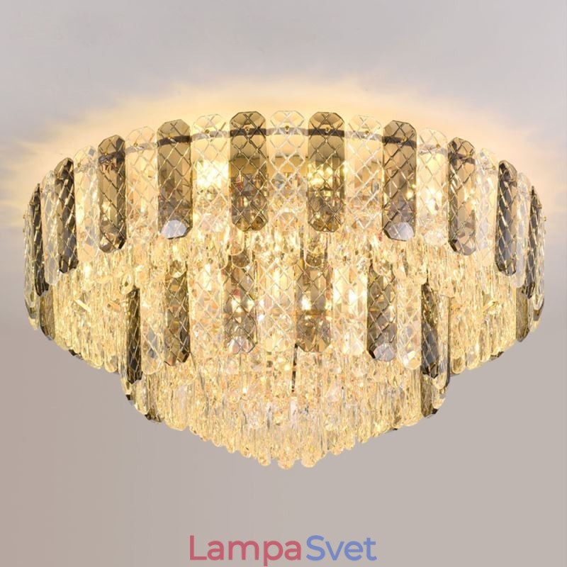 Krištáľové zapustené dvojvrstvové okrúhle luxusné dekoratívne stropné svietidlo 80 cm