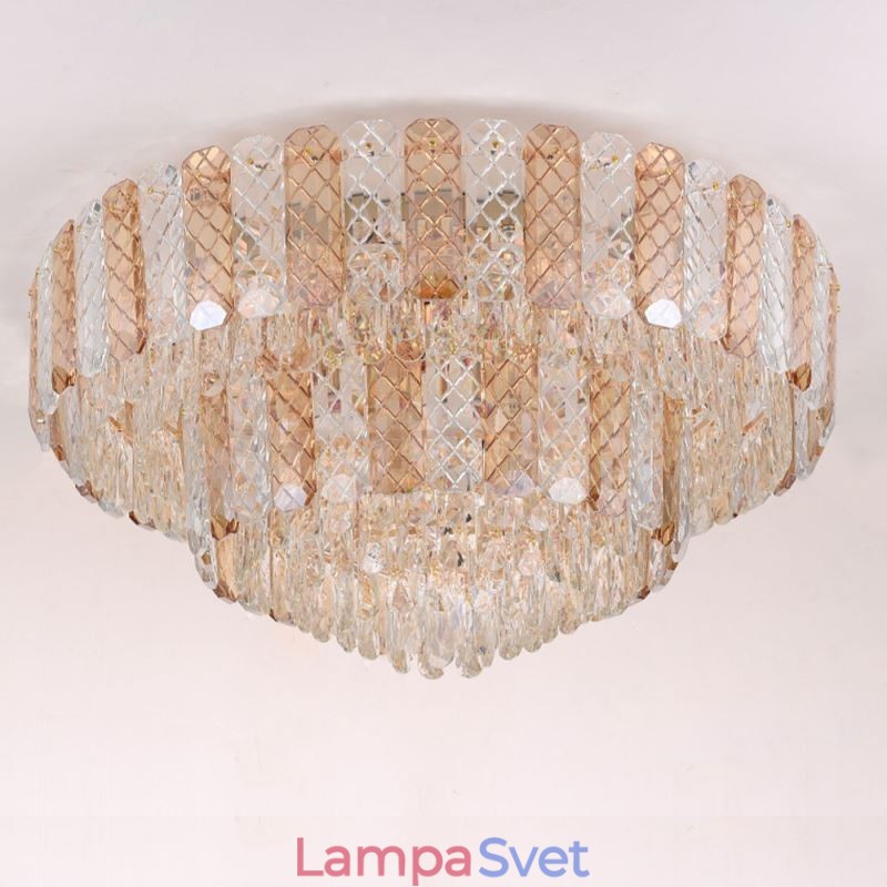 Krištáľové zapustené dvojvrstvové okrúhle luxusné dekoratívne stropné svietidlo 80 cm