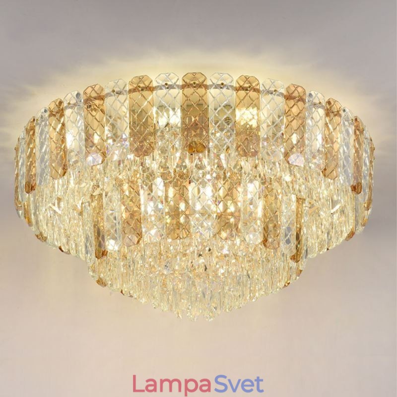 Krištáľové zapustené dvojvrstvové okrúhle luxusné dekoratívne stropné svietidlo 80 cm