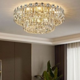 Luxusné krištáľové stropné okrúhle krištáľové svietidlo so zapustenou montážou