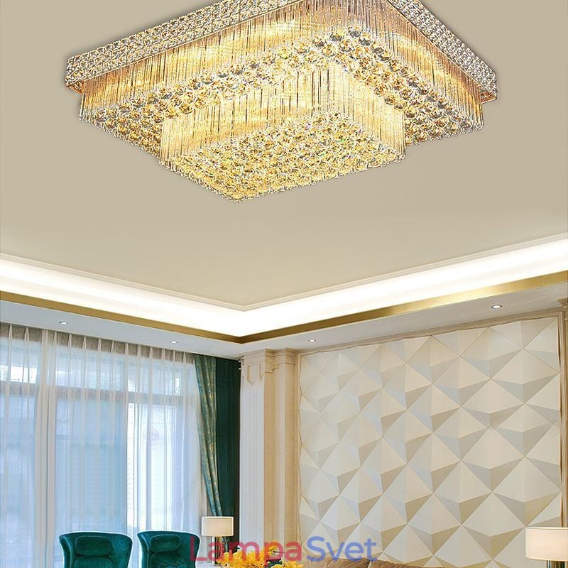 Európsky krištáľový luster Flush Mount Square