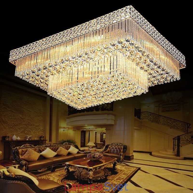 Európsky krištáľový luster Flush Mount Square