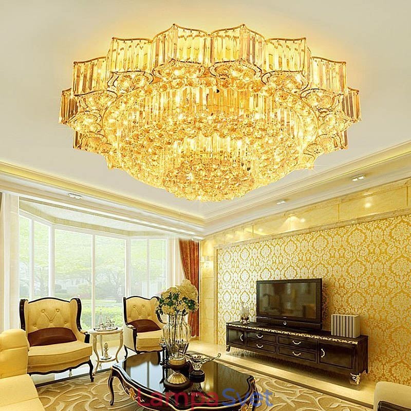 Elegantný zapustený okrúhly krištáľový luster v tvare kvetu