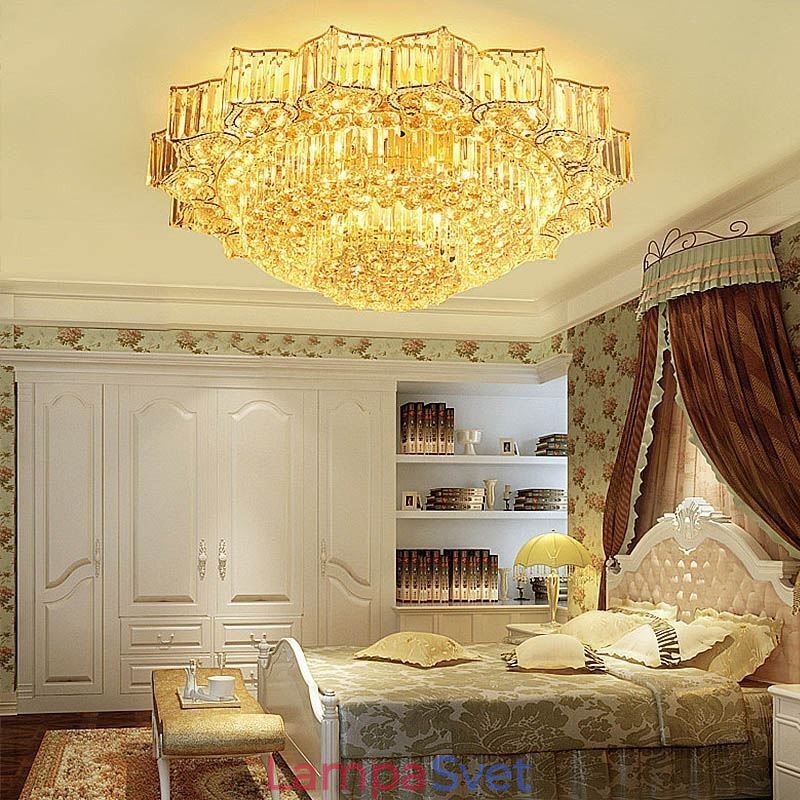 Elegantný zapustený okrúhly krištáľový luster v tvare kvetu