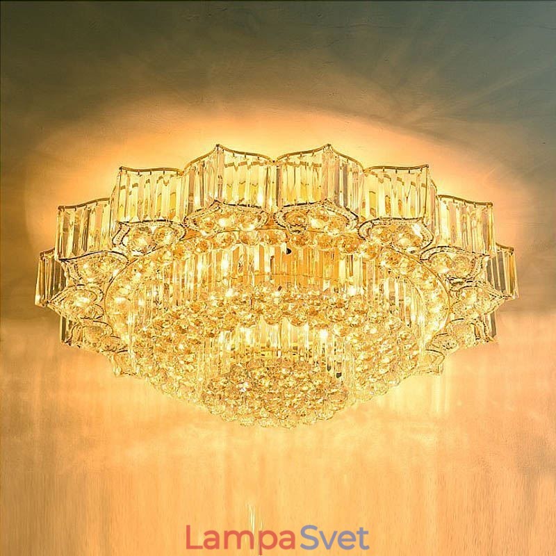Elegantný zapustený okrúhly krištáľový luster v tvare kvetu