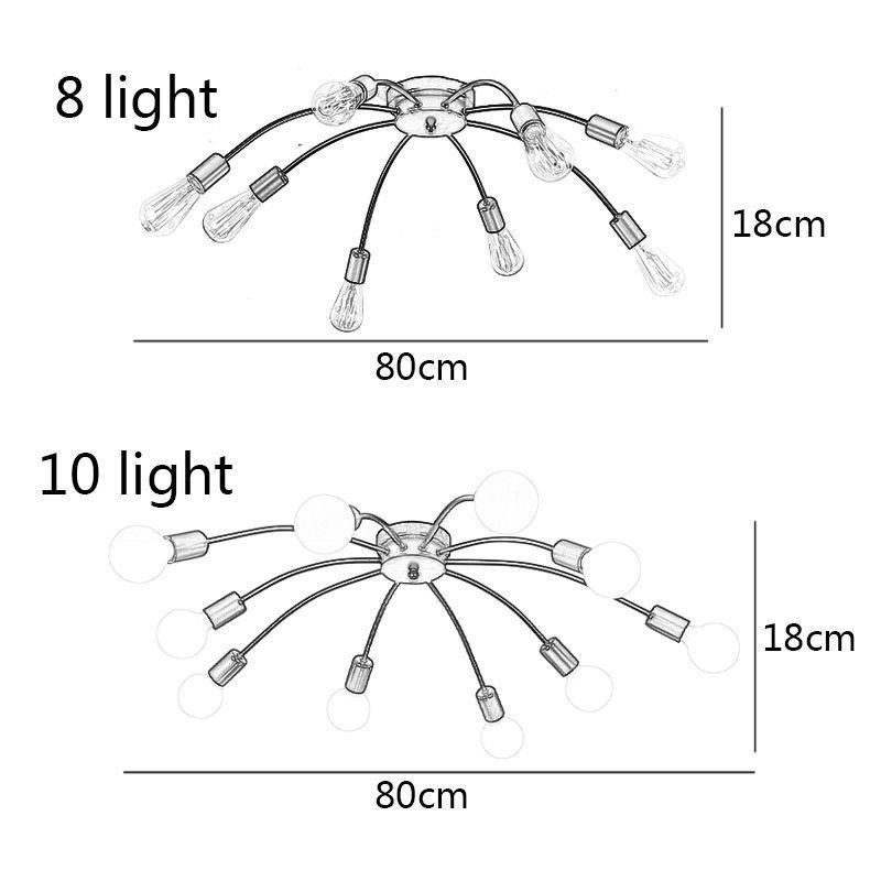 Stropná lampa Spider Antique Classic Zapustená jedálenská lampa 8 10 ramien