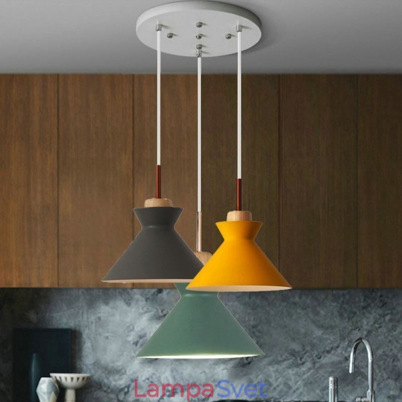 Nordic Macaron Island 3 Light Závesné osvetlenie Jednoduché Iron Arti Three Lights