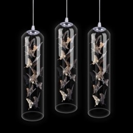 Sklenené závesné svetlo Creative Nordic Cylinder Lamp Butterfly Light