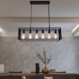 Rustikálne obdĺžnikové závesné svietidlo 6 Light Farmhouse závesné svetlo