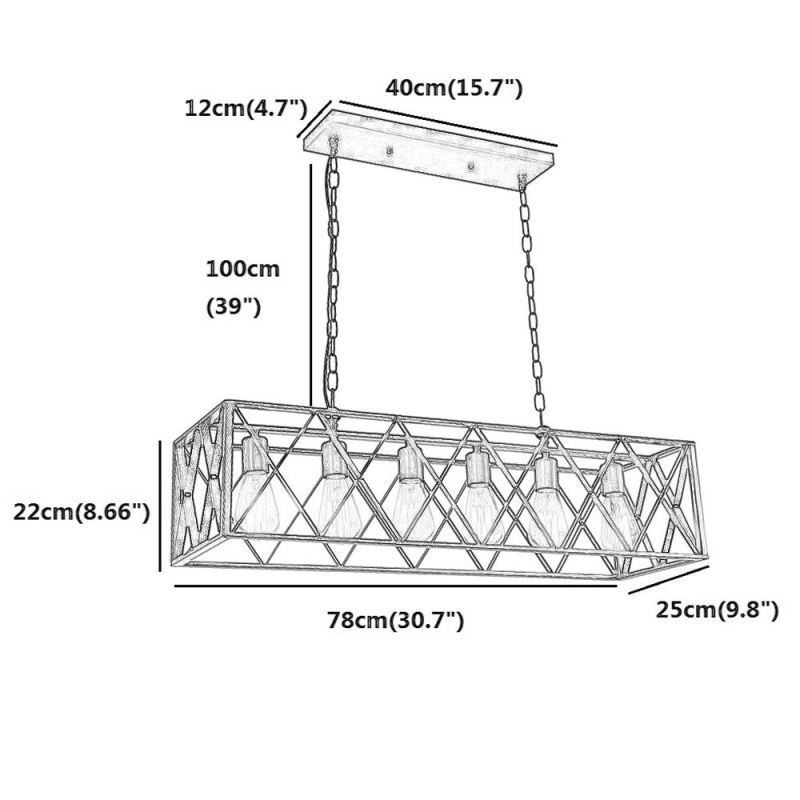 Rustikálne obdĺžnikové závesné svietidlo 6 Light Farmhouse závesné svetlo