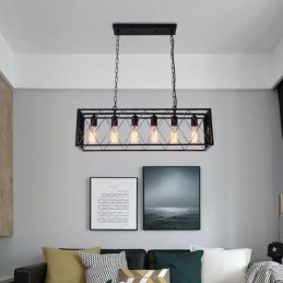 Rustikálne obdĺžnikové závesné svietidlo 6 Light Farmhouse závesné svetlo