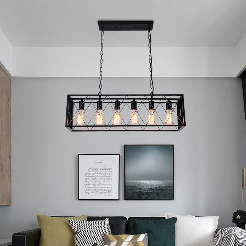 Rustikálne obdĺžnikové závesné svietidlo 6 Light Farmhouse závesné svetlo