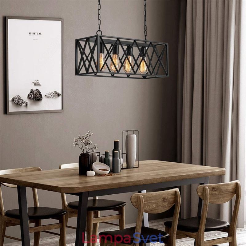 Rustikálne obdĺžnikové závesné svietidlo 4 Light Farmhouse závesné svetlo
