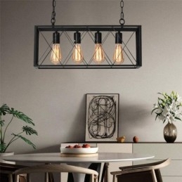 Rustikálne obdĺžnikové závesné svietidlo 4 Light Farmhouse závesné svetlo