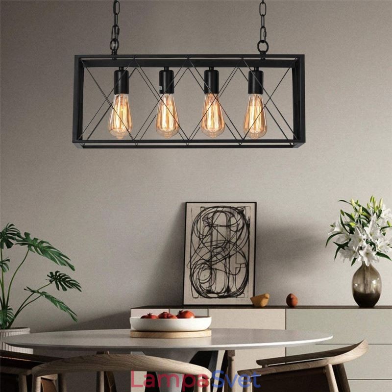 Rustikálne obdĺžnikové závesné svietidlo 4 Light Farmhouse závesné svetlo